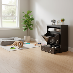 Estación de Alimentación para Mascotas de Acero Inoxidable con 2 Tazones, Gabinete Oculto, Solución Moderna para Alimentar Mascotas en Interiores - Product Image 2