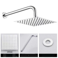 Pommeau de douche carré moderne en acier inoxydable, ultra-mince de 10 pouces, haute pression, effet pluie, avec bras de fixation