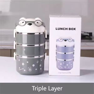 Portable Double-Layered Large Capacity <b>Lunch</b> <b>Boxes</b> with Spoons Modern Design Office and Student Dinnerware Sets - Product Image 3