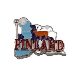 Wholesale Fridge Magnet 3D Metal Northern Europe Finland Tourist Souvenirs Refrigerator Decors