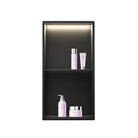 Niche murale de douche en acier inoxydable 304 personnalisée en gros étagère de salle de bain à éclairage LED moderne avec un design encastré facile à installer