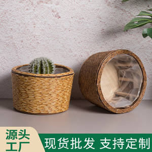 Woven Flower Pot Round Handmade Straw <b>Basket</b> For Indoor Plants Decorative <b>Storage</b> - Product Image 5