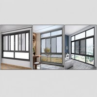 Ventana Corredera Moderna de Aluminio con Rotura de Puente Térmico, Doble Acristalamiento de Acero Inoxidable, Aislamiento Acústico para Cocina o Villa
