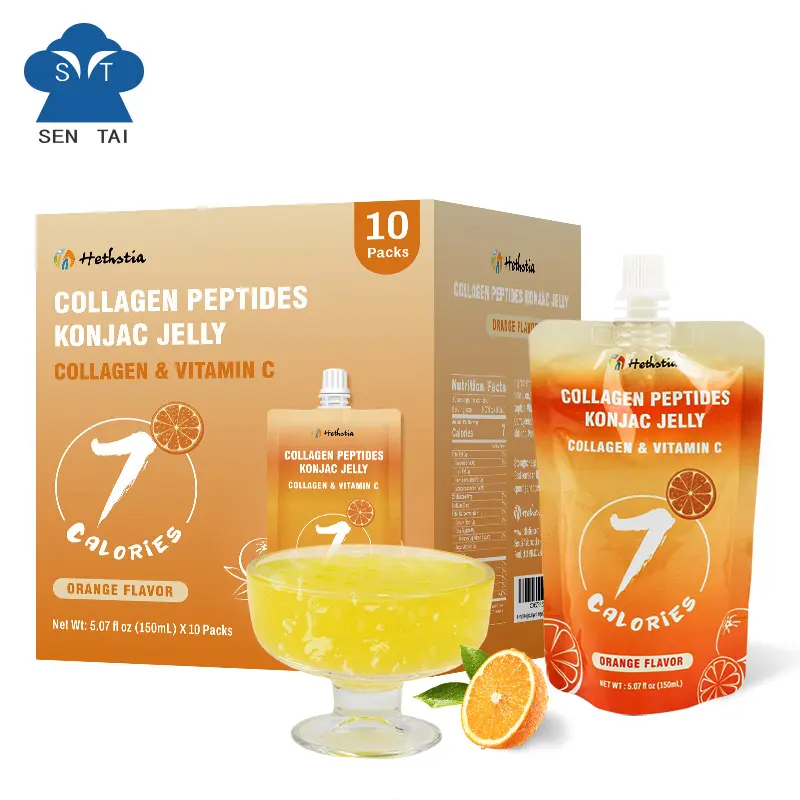 Aperitivos de gelatina Frutas dulces Jugo Colágeno Péptido Sabor a naranja Konjac Jelly Drink Pudding Jelly Konjac