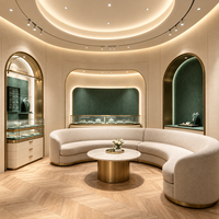 Vitrine murale arquée personnalisée pour bijoux avec éclairage LED et cadre en métal doré