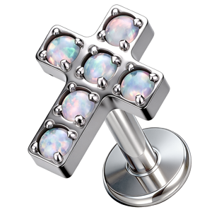 Pendientes de titanio F136 5A con circonita <span class=keywords><strong>en</strong></span> forma de cruz, aretes de moda para la oreja, anillos de titanio para la <span class=keywords><strong>labio</strong></span>, joyería para <span class=keywords><strong>piercing</strong></span> corporal. - Product Image 2