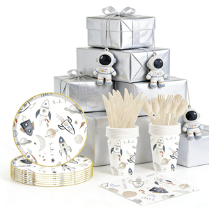 DAMAI - Artículos para Fiestas Infantiles con Temática Espacial, Artículos para Fiestas de Cumpleaños, Elementos del Sistema Solar, Vajilla Desechable, Servilletas de Papel, Vasos, Platos - Product Image 2