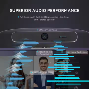Barre <span class=keywords><strong>de</strong></span> vidéoconférence tout-<span class=keywords><strong>en</strong></span>-un TONGVEO 4K avec suivi automatique IA et réseau <span class=keywords><strong>de</strong></span> 8 microphones, compatible avec les principales plateformes - Product Image 4