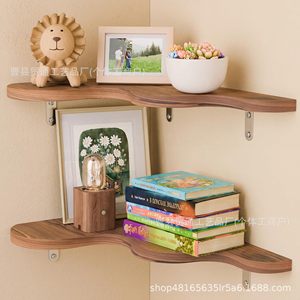 Wooden <b>Wall</b> <b>Mounted</b> <b>Shelves</b> Brown Rectangle Durable Storage Display For Living Room Bedroom - Product Image 3