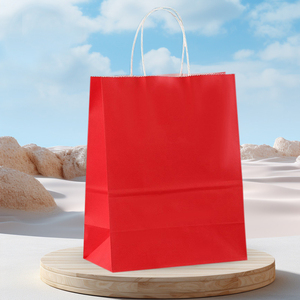 Kraft Paper Bags With Handle Custom Printed Recyclable Paper Shopping Bags For Cake Bread Baking Takeout Paper <b>Packaging</b> - Product Image 4