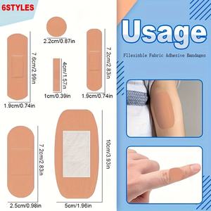 50 Buah Perban Ujung Jari Perekat Fleksibel Kelas Medis Kain PE Beige Aneka Ukuran Perawatan Luka Pertolongan Pertama Rumah - Product Image 3