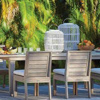 Outdoor Garden Dining Furniture 6 Teak Stühle mit verwitterter Farbe Elegantes Design für Outdoor-Tische