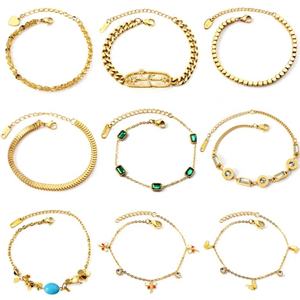 Custom OEM Personalized Women Mens Waterproof Jewelry <b>Charm</b> <b>Bangles</b> 18K Gold Plated Stainless Steel Cuban Link Chain Bracelet - Product Image 3