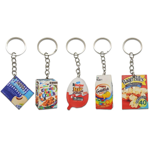 Customizable Wood Keychains for Children's Parties and Gifts Fun Digital Photo Designs Snack Themed Pendants