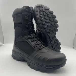 YWQ Factory Wholesale Strong Grip Durable Black Tactical Boots Anti-shock PU +rubber Outsole Training Combat Boots HSM016