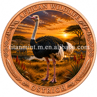 Pièce de monnaie en cuivre pur 999, 1 once Troy, ensemble Safari, médaille de collection représentant la faune en relief coloré, estampage par impression UV