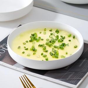 Assiette creuse en céramique blanche pure anti-brûlure, épaissie, avec couleur sous-glaçure, pour la vaisselle classique de la maison - Product Image 5