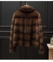 Damen Modischer Klassischer Kurzer Winter-Freizeit-Mantel aus Echtem Nerzfell und Polyester-Oberbekleidung
