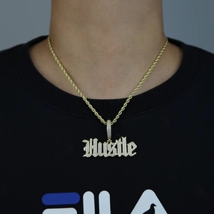 Collar con Colgante Hustle, Listo para Dropshipping, con Circonitas, Joyería para Hombre - Product Image 3