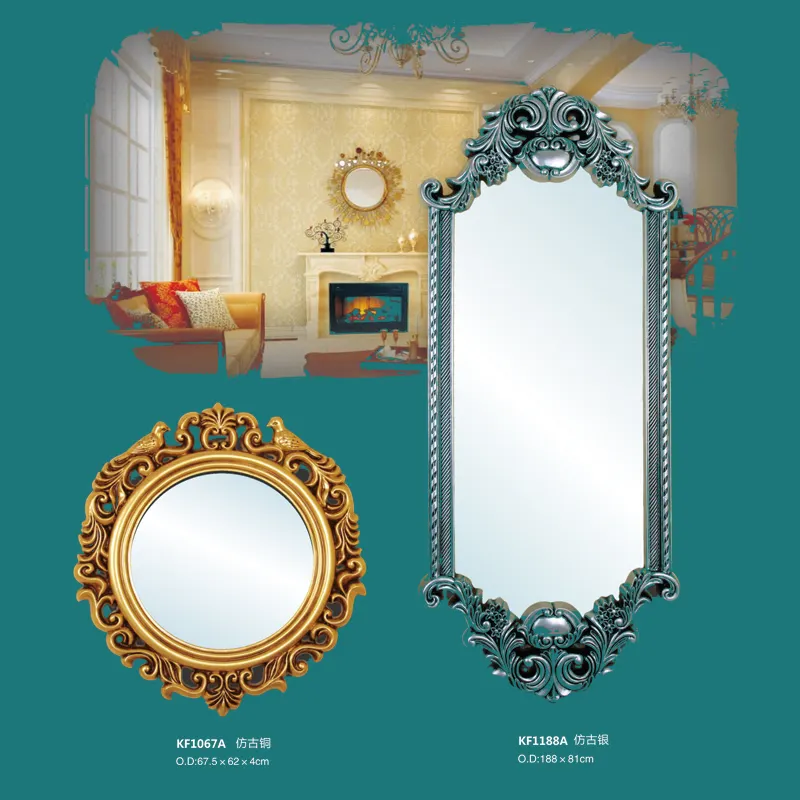 Cheap price Faux wood mirror frame Home Decor Hot Sale Fashion Decorative Large Wall Mirror for Living Room bedroom