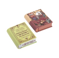 Mini boîte métallique en forme de livre, logo personnalisé petite charnière boîte en étain pour chocolat, vente en gros