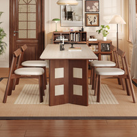 Table à manger rectangulaire de style médiéval, en dalle de pierre antique, assemblée, pour restaurant, mobilier de salle à manger, nouveau style 2026