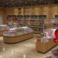 Étagères en bois à double face, présentoirs de vente au détail en bois, étagères de présentation pour supermarchés