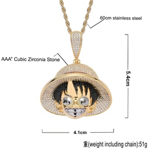 AliExpress ขายร้อนเครื่องประดับฮิปฮอปภาพยนตร์แอนิเมชั่นโทรทัศน์หนึ่งชิ้นจี้เคลือบทองแท้ luffy - Product Image 4