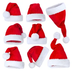 מותאם אישית כבד סנטה כובע סיטוני קלאסי למבוגרים ילדים חג המולד פסטיבל קטיפה חג המולד כובעים קטיפה כובע סנטה