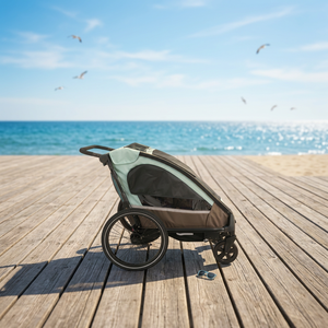 Remorque de vélo pour bébé en alliage d'aluminium KS-200 3 en 1, poussette de jogging avec suspension indépendante, pneus gonflables de 20 pouces pour l'aventure - Product Image 1