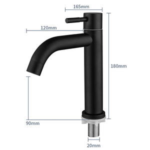Robinet de <span class=keywords><strong>lavabo</strong></span> noir à prix avantageux, <span class=keywords><strong>mitigeur</strong></span> de <span class=keywords><strong>lavabo</strong></span> à eau froide, robinet à valve en céramique, montage sur plan, lavabos de salle de bain - Product Image 5
