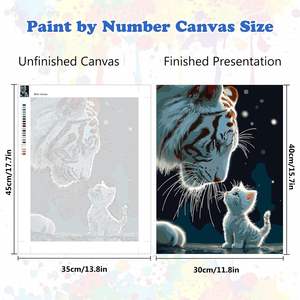 Kit Pittura Acrilica Fai-da-te Fatto a Mano con Strumenti per Disegno, Tema <span class=keywords><strong>Tigre</strong></span> e Gatto, per Pittura Digitale a Olio, Bestseller Transfrontaliero - Product Image 2