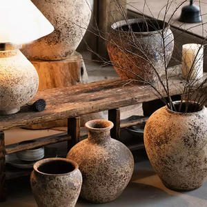 Yusan Vase hydroponique rétro Style chinois nouveau Pot de fleur séché en céramique Design rustique décor à la maison <span class=keywords><strong>poterie</strong></span> grossière pour famille d'accueil - Product Image 2