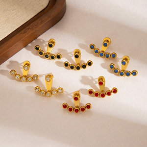 EH174 Colorful Stainless Steel <b>Stud</b> <b>Earrings</b>, <b>Small</b> Minimalist Niche Design Ear Jewelry for Women Wholesale - Product Image 1