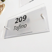 Plaque de porte moderne en acrylique transparent, numéro de maison, plaque de numéro de porte, plaque vierge en verre acrylique