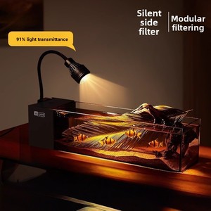 <span class=keywords><strong>Aquarium</strong></span> de bureau ultra-clair YEE, filtre latéral, pompe silencieuse, pas de vidange d'eau, avec éclairage LED pour bureau, maison, chambre - Product Image 4