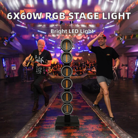 Venta caliente 6*60W LED RGBW Pixel Retro Light Fondo giratorio Flash Etapa Iluminación DMX512 Control IP20 Clasificado