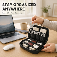 Pochette électronique personnalisée pliable grande capacité avec sangle élastique et fermeture éclair pour voyage, trajets quotidiens et organisation des gadgets à domicile