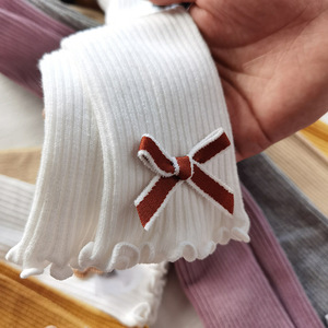 Nuovo Stock spagnolo 100% cotone pettinato neonato costola fiocco doppio aghi per bambini Legging per bambine calze collant calzini - Product Image 2