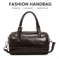 Tas Jinjing Silinder Portabel Mewah Wanita dengan Logo Kustom, Lapisan Poliester, Minimalis, Bahan PU, Model Boston untuk Kerja dan Perjalanan Sehari-hari