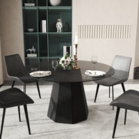 Table à manger ronde réglable en verre trempé de design italien Voxhome, moderne, pour petit appartement, meubles de maison