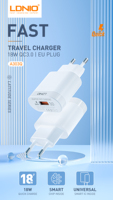 LDNIO A303Q chargeur de voyage USB EU 18W à Port unique charge rapide pour téléphone portable QC3.0 chargeur mural USB pour Iphone