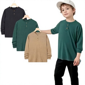Customs Boys Long Sleeve Polo Collar Solid Pattern 100% Cotton Jersey Fabric Eco-Friendly Quick Dry Breathable Casual Green - Product Image 1