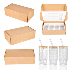 Vaso de vidrio apilable de 11 oz con diseño acanalado vertical, tapa y pajita, reutilizable para zumos, ideal para el hogar, cafeterías y venta al por mayor. - Product Image 4