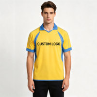 Camiseta de Fútbol Retro Personalizada para Hombre con Cuello en V, Estilo Vintage con Ribetes, Transpirable, de Secado Rápido, con Paneles de Bloques de Color, Tipo Polo, OEM