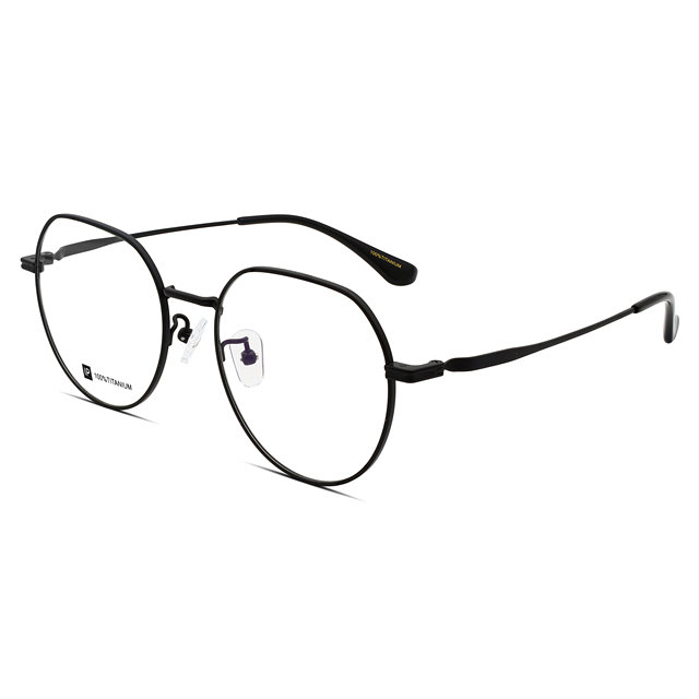 DONGJUN Model 9063 Ultra Lightweight 100% Pure Titanium Eyeglass Frames for Men Women 4 Colors Floral Pattern Transparent Asian