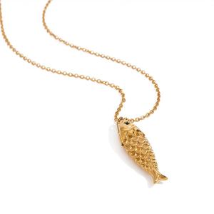 สร้อยคอทองคำกันหมอง ดีไซน์ทันสมัย 18K สร้อยคอรูปปลา สแตนเลสแท้ สำหรับผู้หญิง ผู้ชาย และเด็กผู้หญิง - Product Image 4