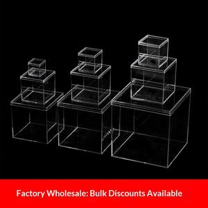 Boîte carrée transparente en plastique PS acrylique pour figurines, boîte d'emballage avec <span class=keywords><strong>couvercle</strong></span> anti-poussière, rangement pour bonbons de mariage - Product Image 5