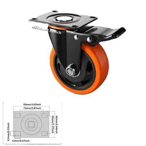 4 Inch Caster Wheels Medium Duty Casters with Brake 2200 Lbs Locking Industrial Swivel Top Plate Casters Whee