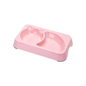 Plat de nourrissage pour animaux de compagnie à double compartiment, base antidérapante en plastique de couleur unie pour chiens, utilisation en intérieur - Product Image 4